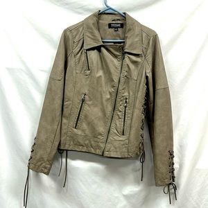 Coffee shop Size Small Gray Faux Leather Jacket